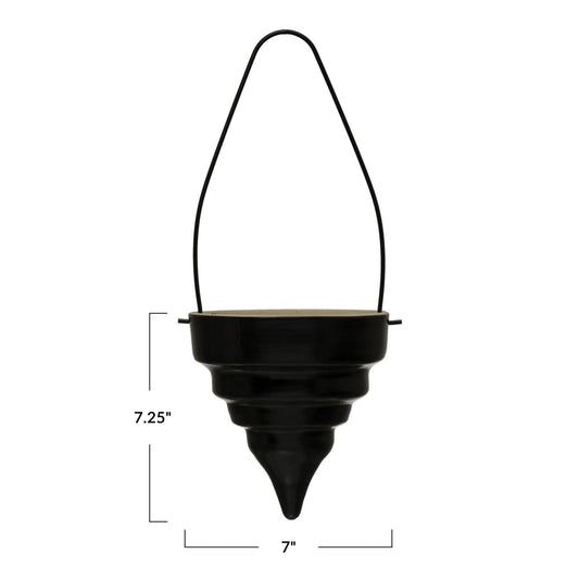 7in Black Contemporary Hanging Planter