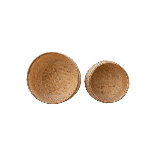 Hand-Woven Bamboo & Rattan Basket