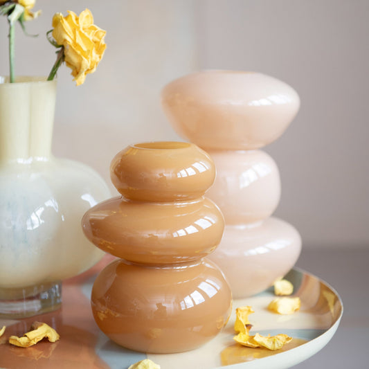 Glass Organic Shaped Vase Camel Color