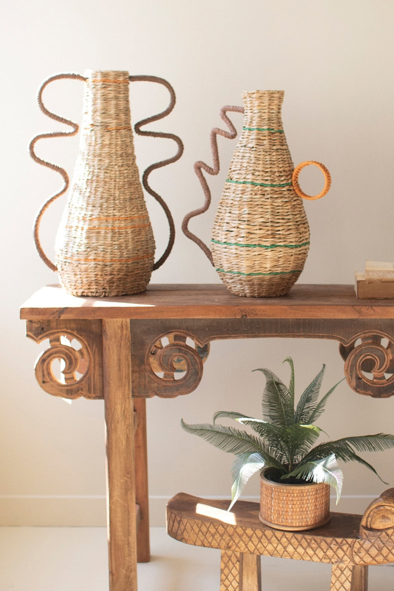Squiggle Handle Basket Vase