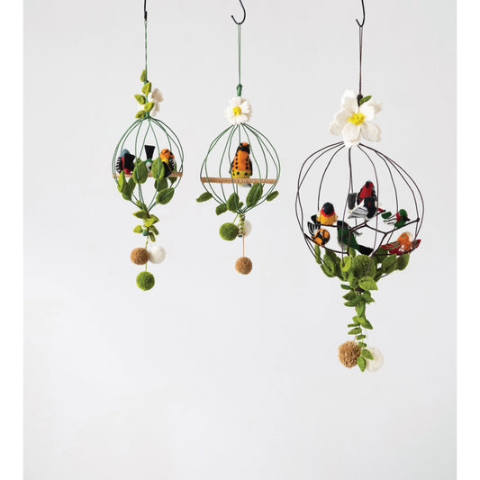 Wool Felt Bird & Flower Bird Cage