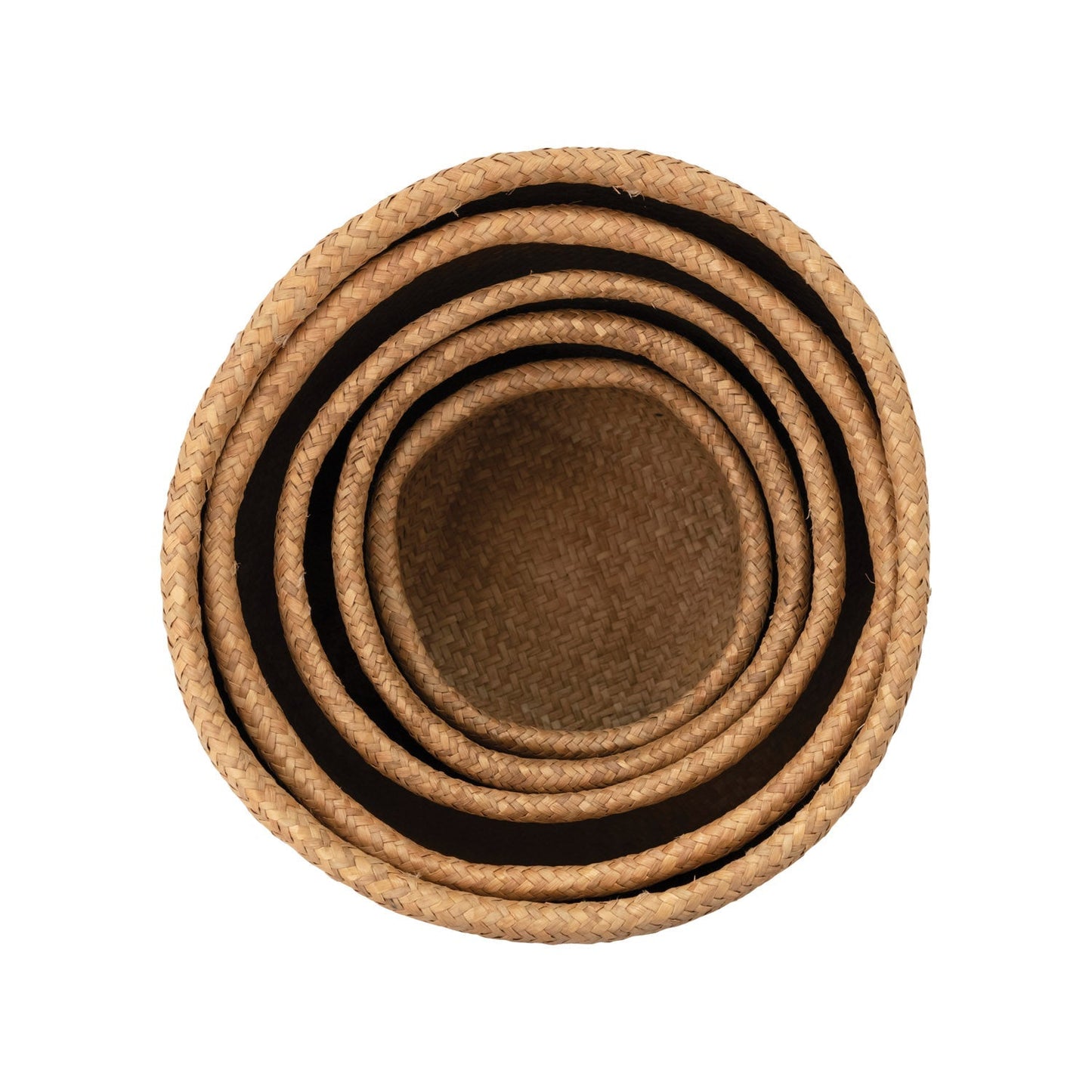 Hand-Woven Seagrass Baskets with Floral Design