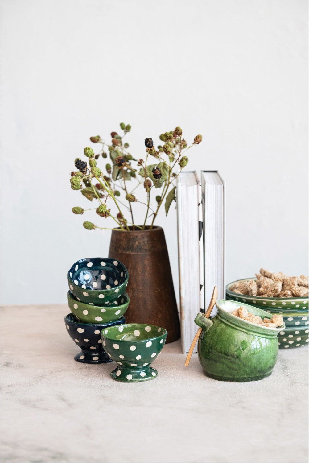 Two-Tone Hand-Painted Stoneware Footed Bowl