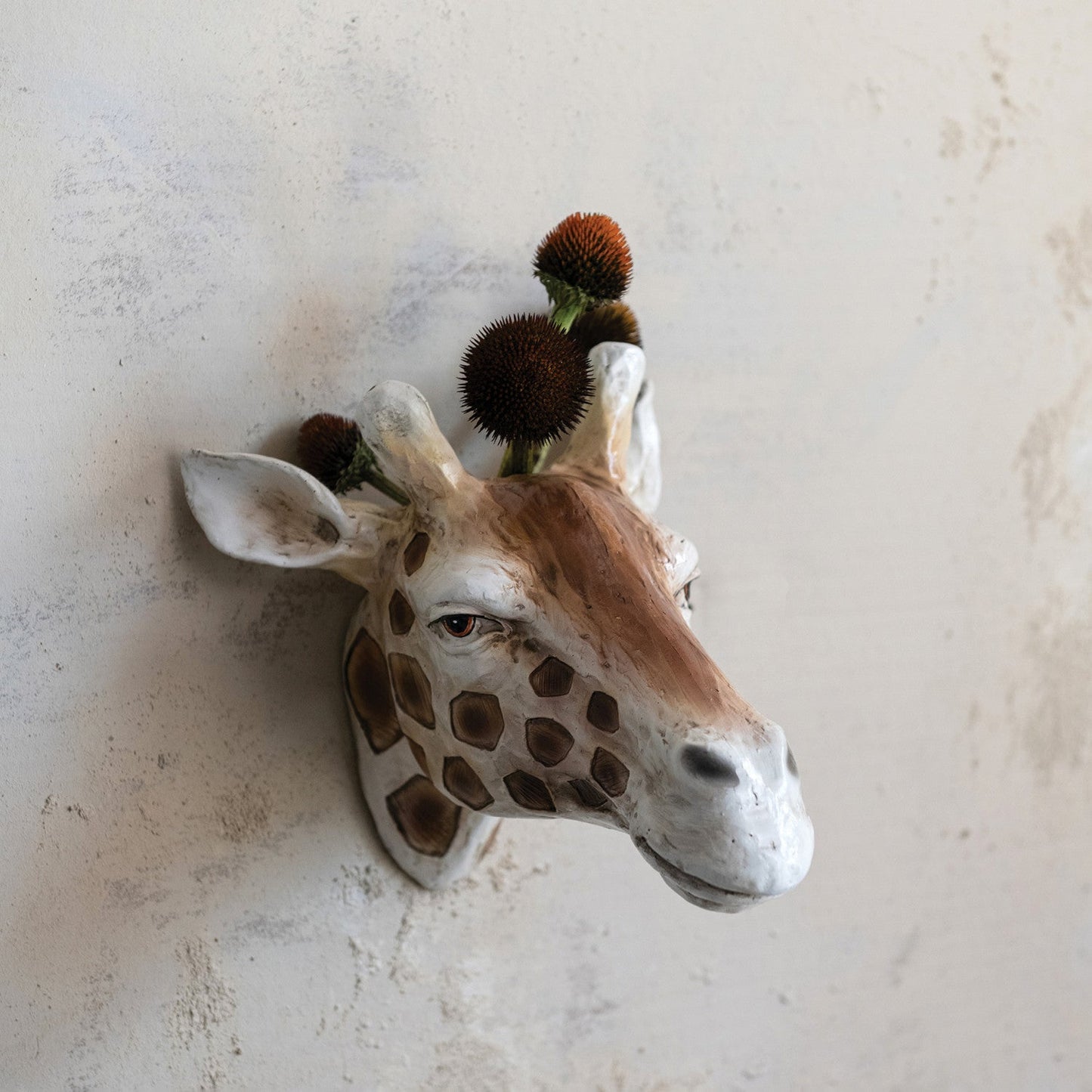 Resin Giraffe Head Wall Vase