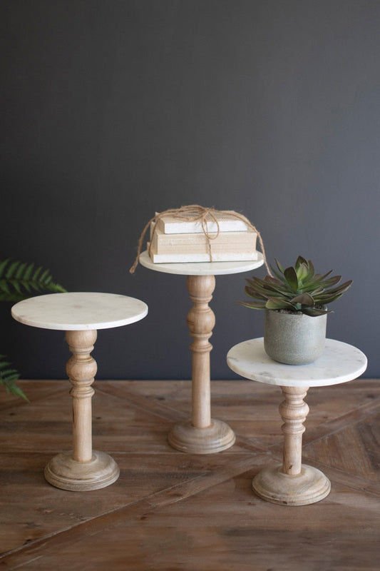 Wooden Stand with White Marble Tops