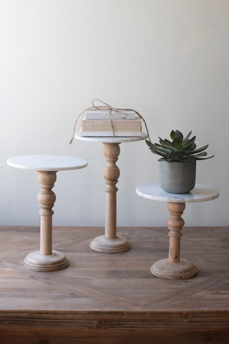 Wooden Stand with White Marble Tops