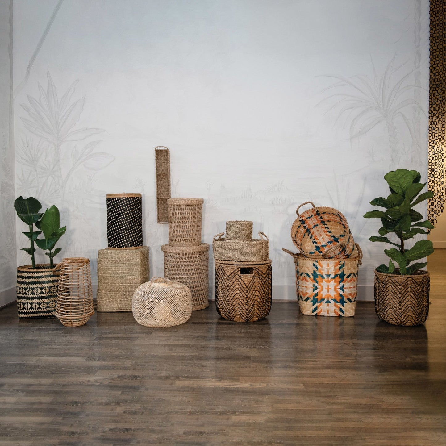 Bamboo Baskets with Pattern