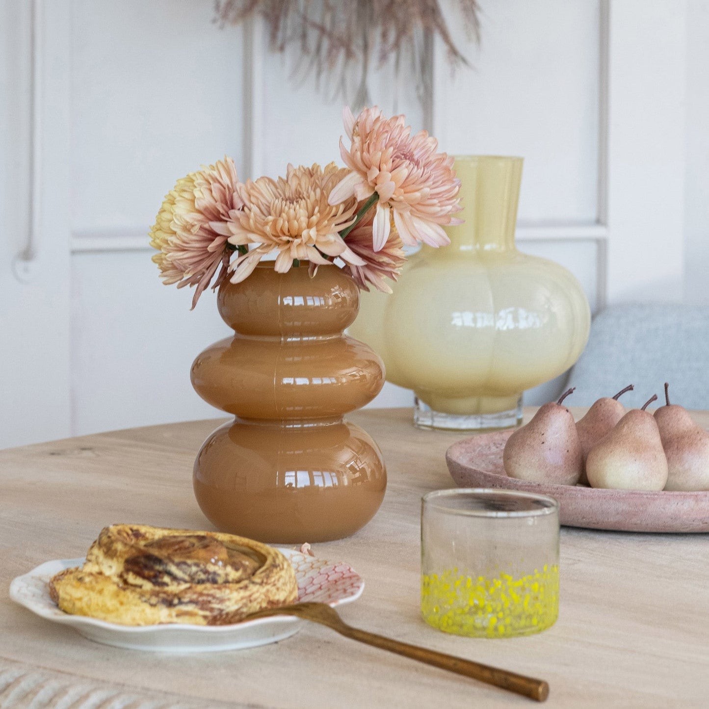 Glass Organic Shaped Vase Camel Color