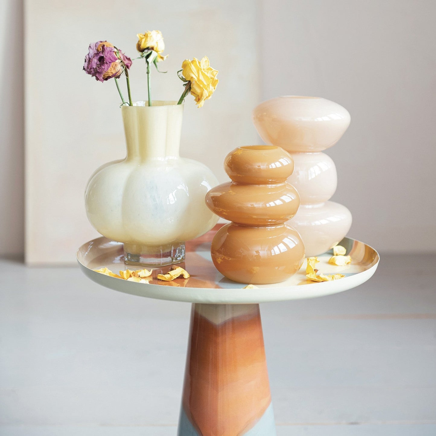 Glass Organic Shaped Vase Camel Color