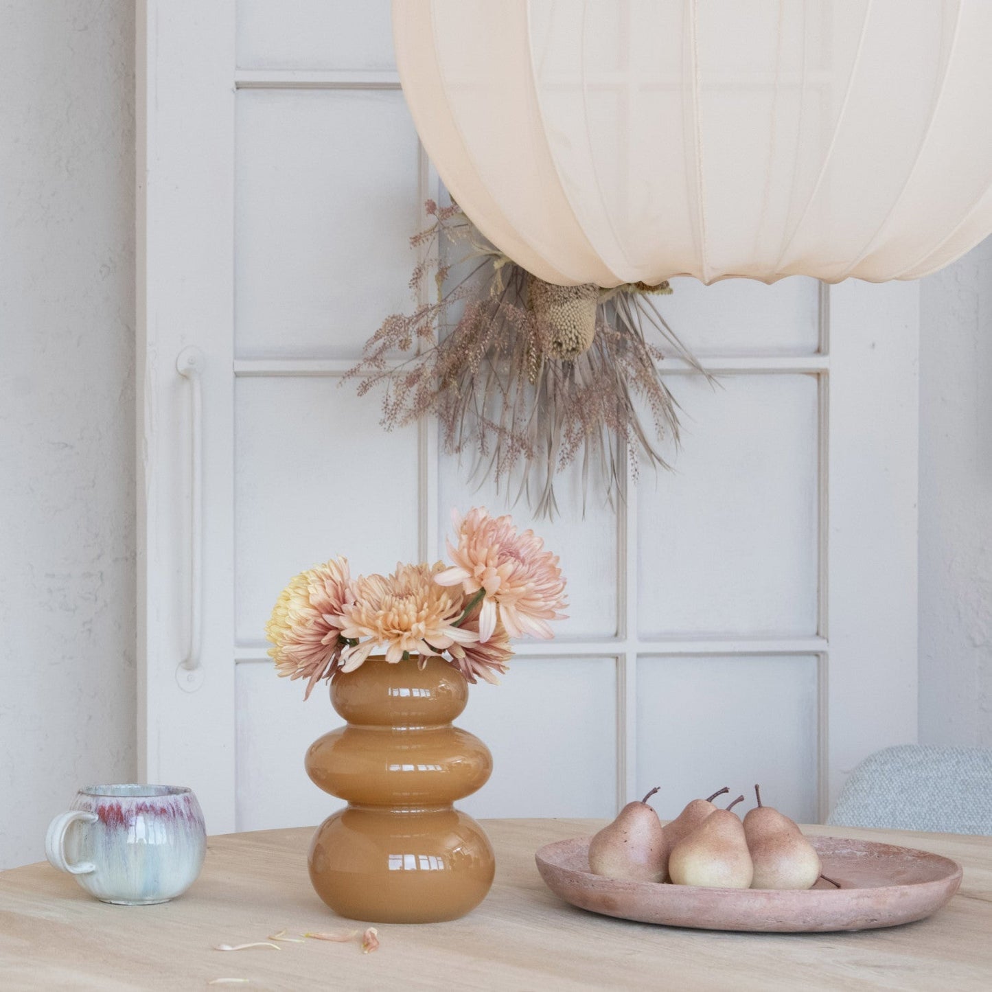 Glass Organic Shaped Vase Camel Color