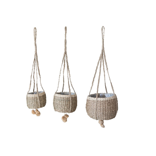Natural Hand-Woven Seagrass Hanging Basket