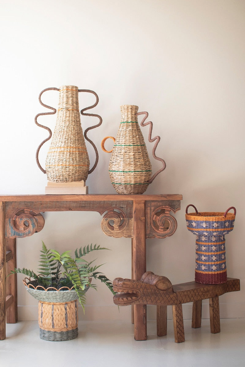 Squiggle Handle Basket Vase