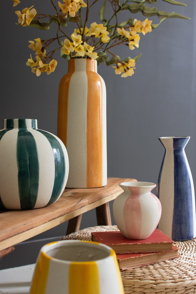 Ceramic Striped Vases