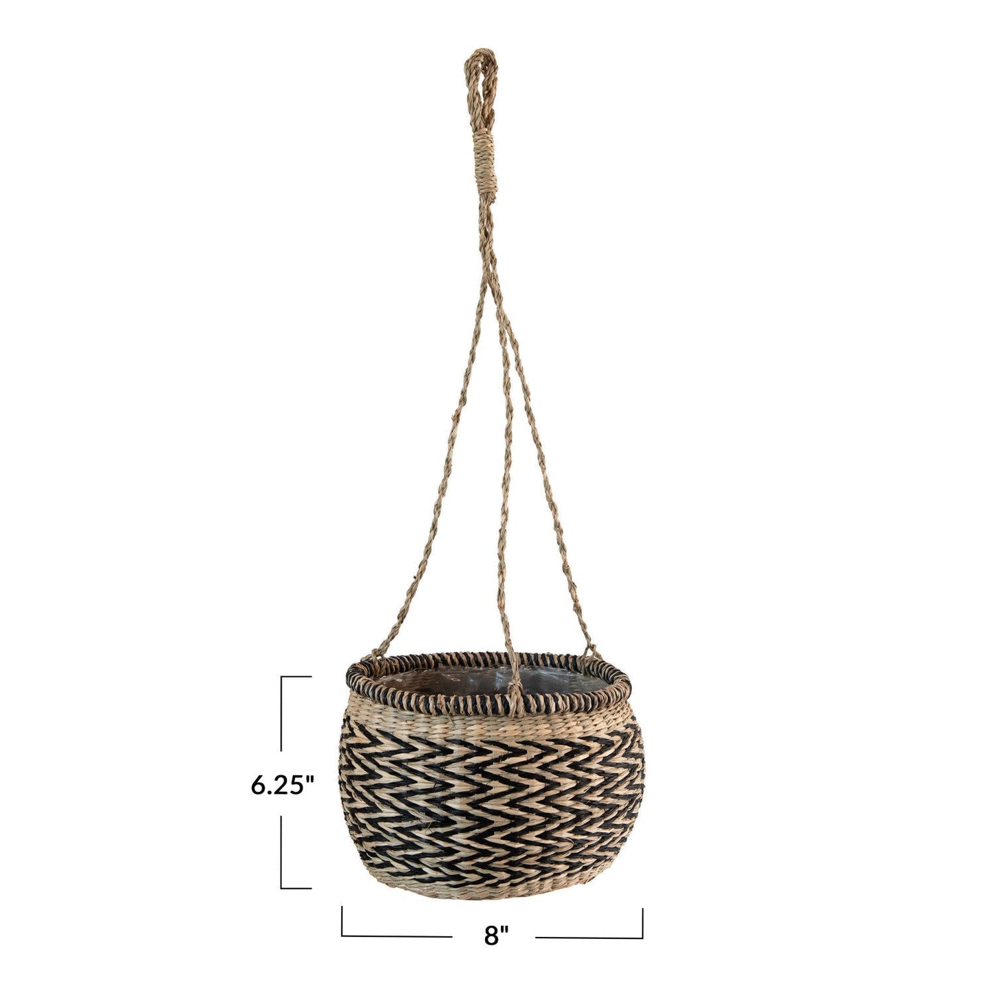 6in Hand-Woven Hanging Basket Planter