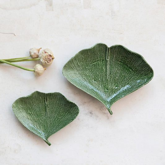 Stoneware Gingko Leaf Shaped Plates