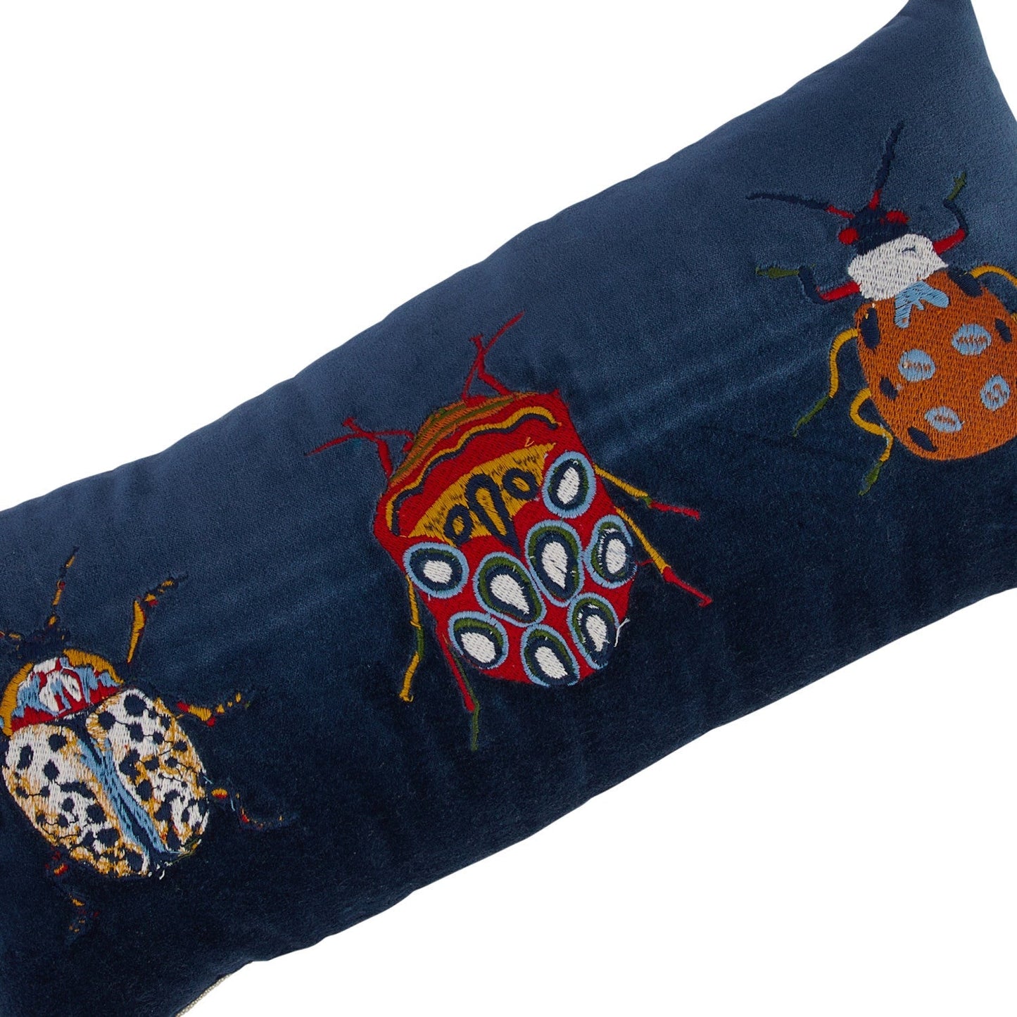 Beetle Velvet Embroidered Lumbar Pillow