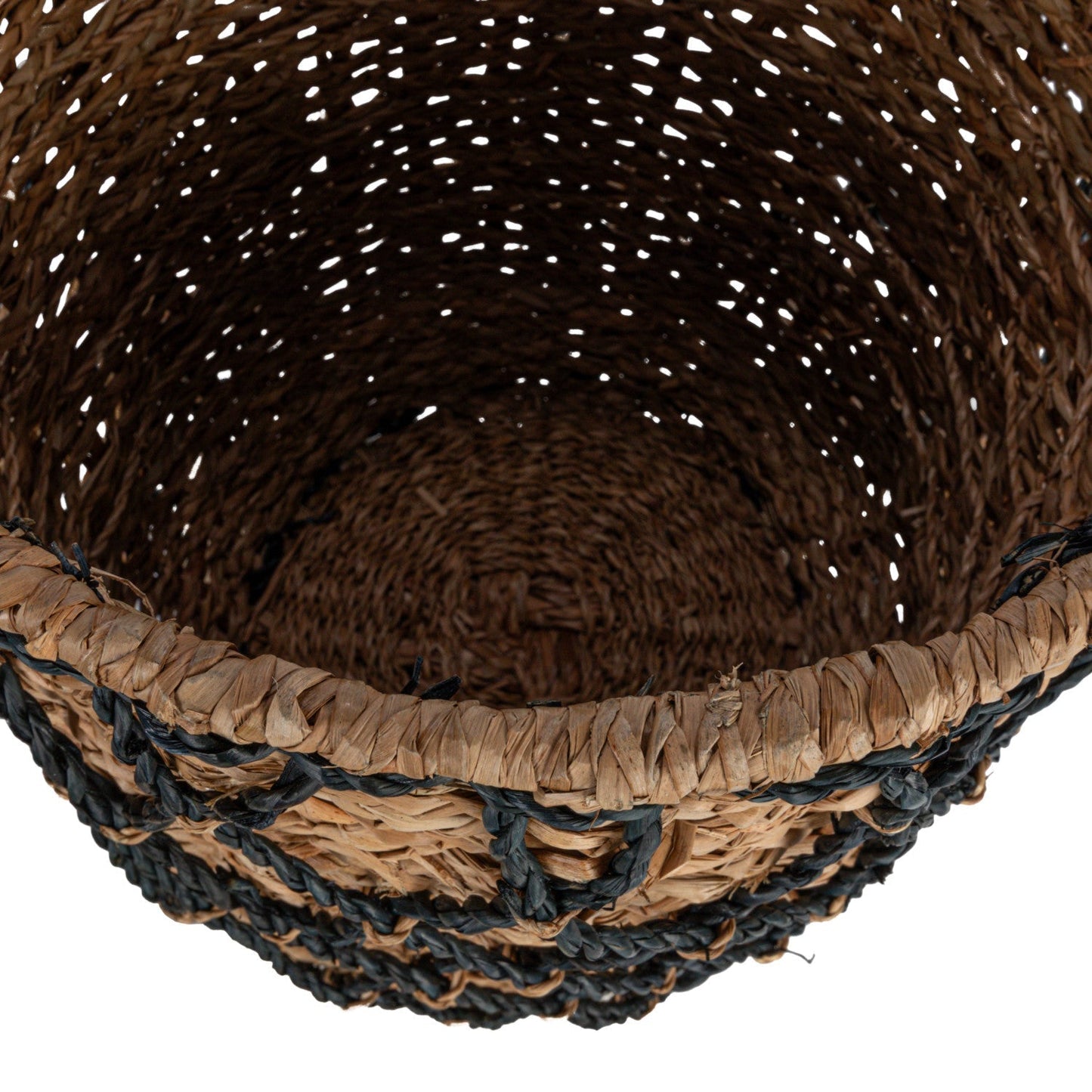 Black & Natural Woven Wicker Baske
