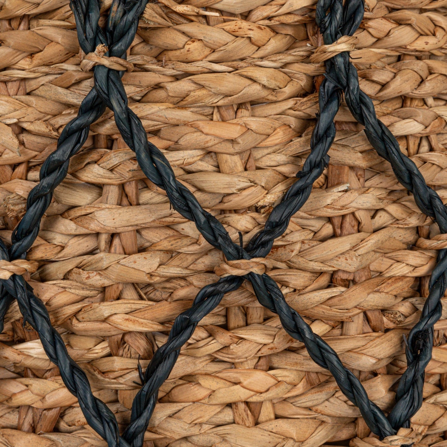 Black & Natural Woven Wicker Baske