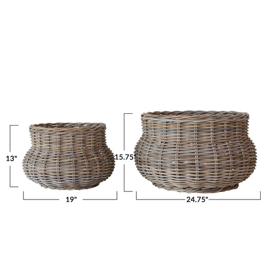 Hand-Woven Rattan Planters