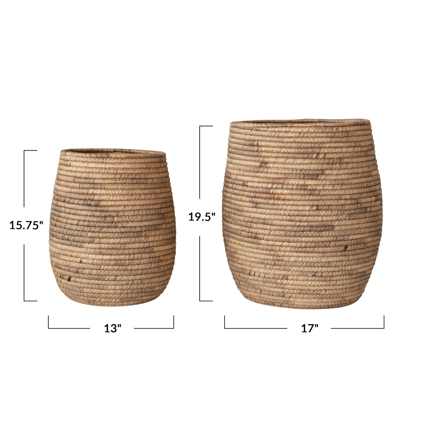 Hand-Woven Rounded Water Hyacinth Baskets