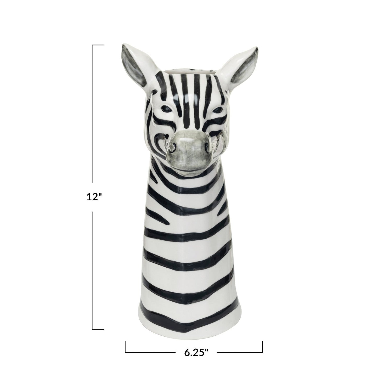 Zebra Hand-Painted Stoneware Vase