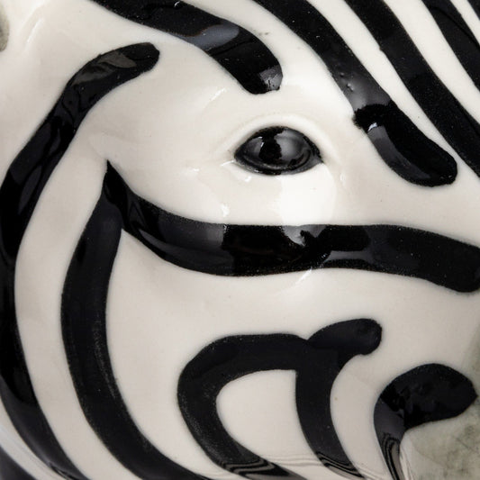 Zebra Hand-Painted Stoneware Vase
