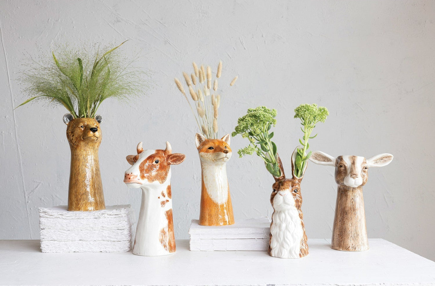 Hand-Painted Stoneware Rabbit Vase