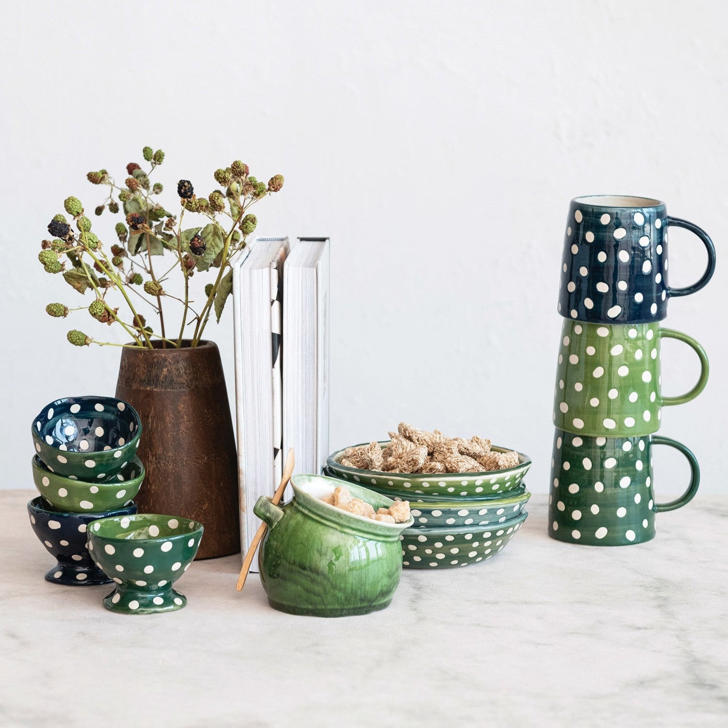 Two-Tone Hand-Painted Stoneware Footed Bowl