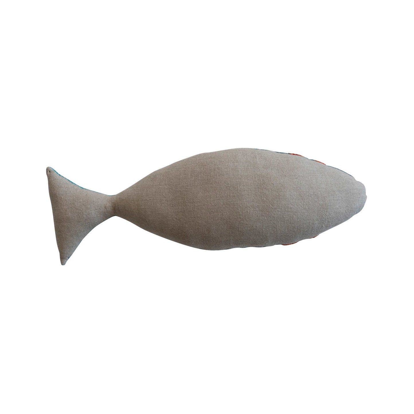 Fish Pillow - 14'L x 3'H Embroidered Cotton