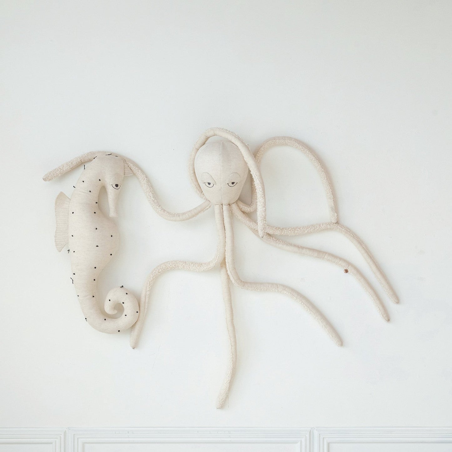 Octopus Pillow - 9in Round x 52in Tall Cotton Sherpa & Linen