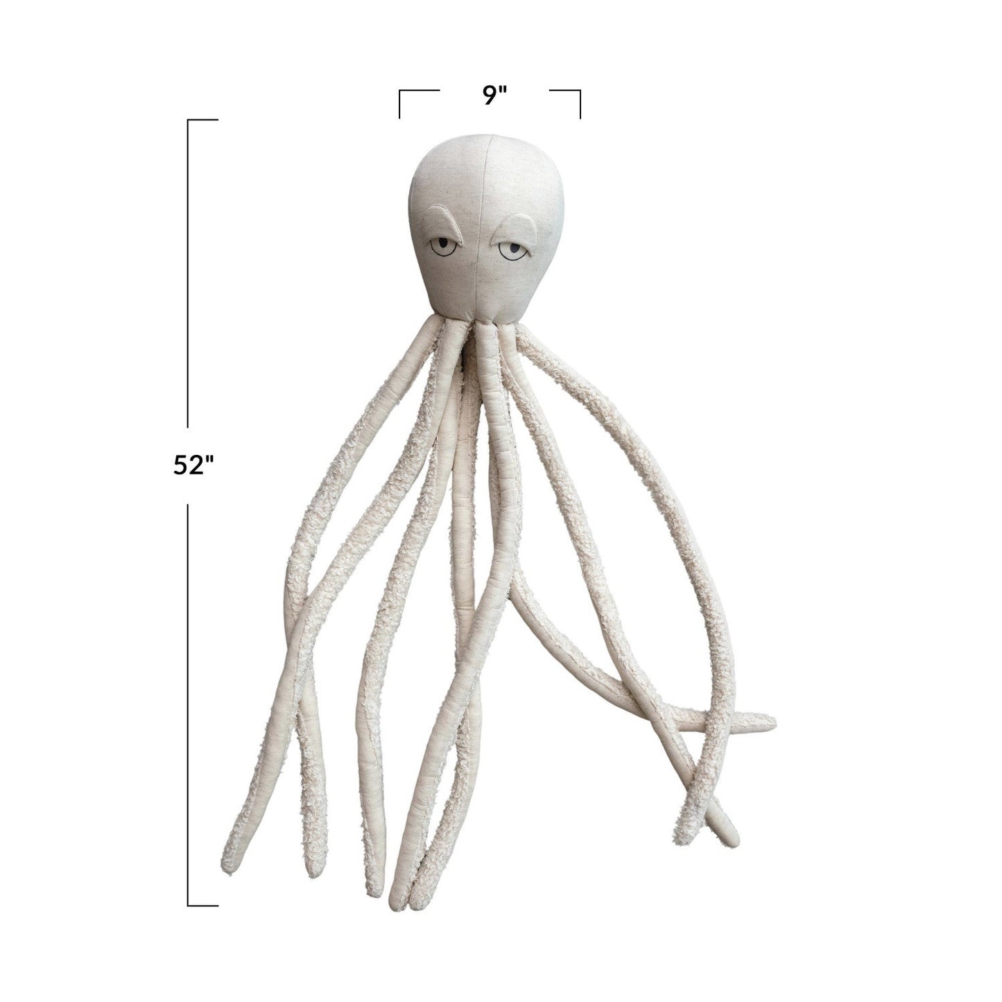 Octopus Pillow - 9in Round x 52in Tall Cotton Sherpa & Linen