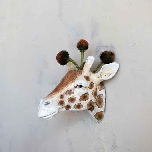 Resin Giraffe Head Wall Vase