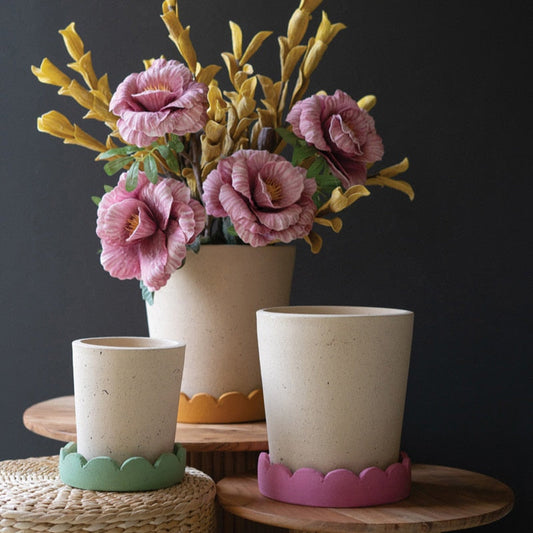 Scalloped Terracotta Planter & Saucer