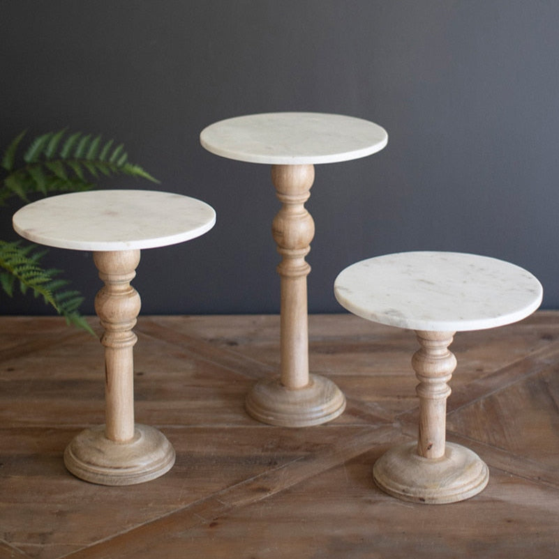 Wooden Stand with White Marble Tops