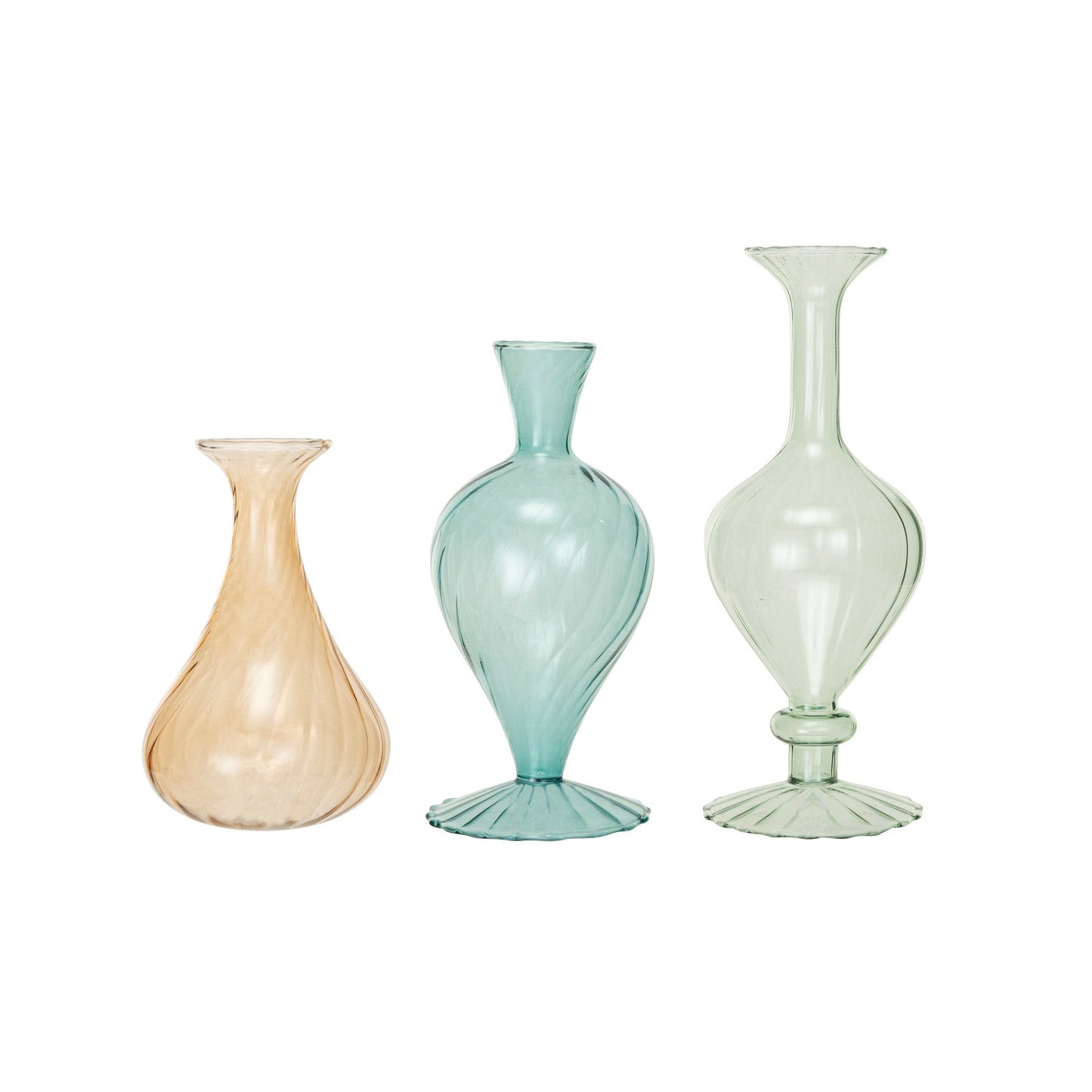 Blown Glass Vases, Blue, Peach & Mint Color