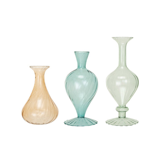 Blown Glass Vases, Blue, Peach & Mint Color