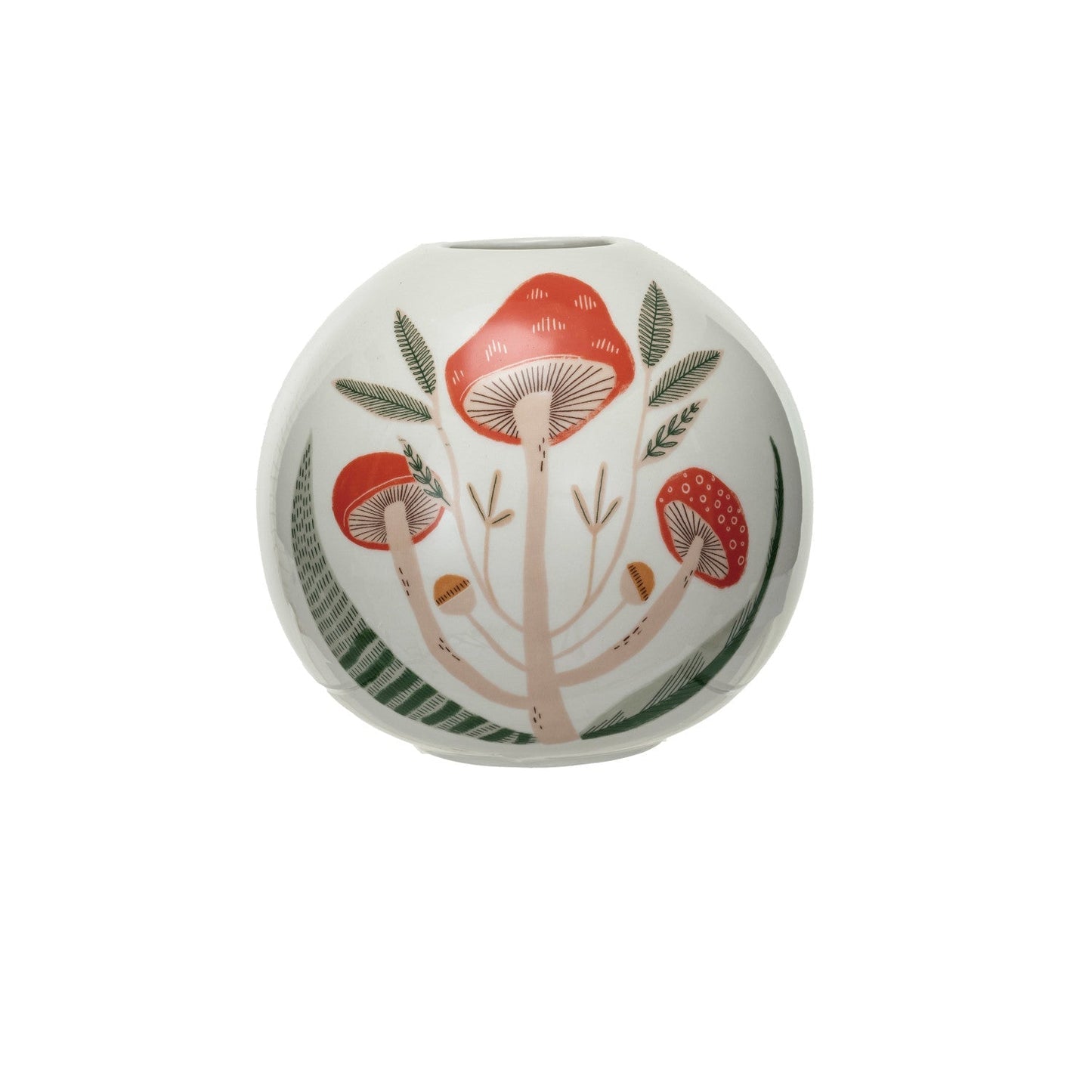 Stoneware Vase w/ Mushrooms