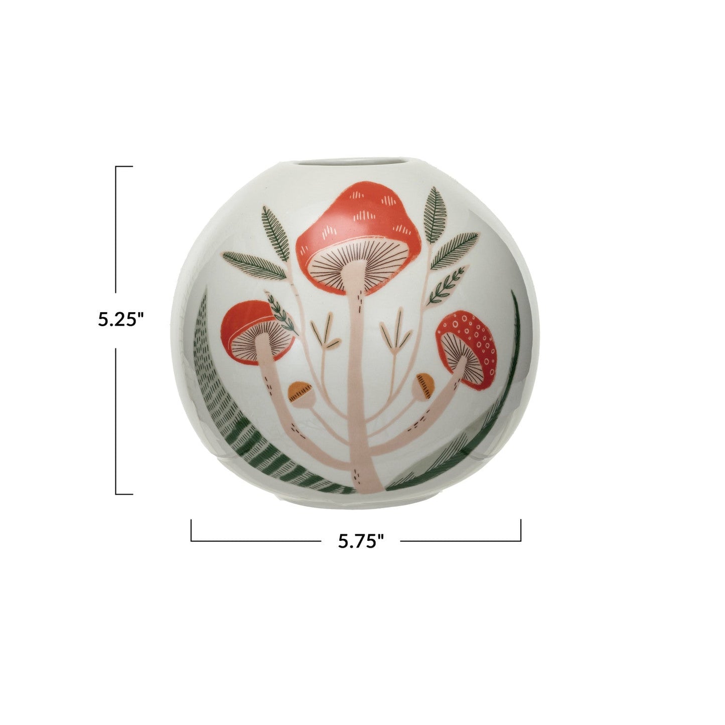 Stoneware Vase w/ Mushrooms