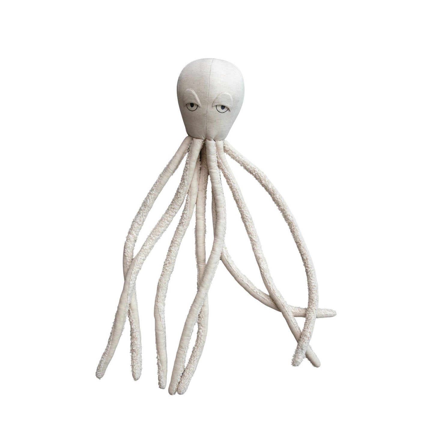 Octopus Pillow - 9in Round x 52in Tall Cotton Sherpa & Linen